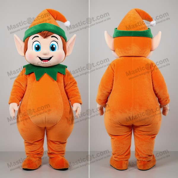 Rust orange cheerful elf mascot - Masticot.com