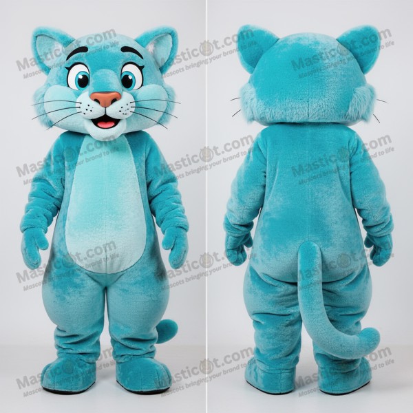 Cyan Cartoon Berglöwen-Maskottchen - Masticot.com