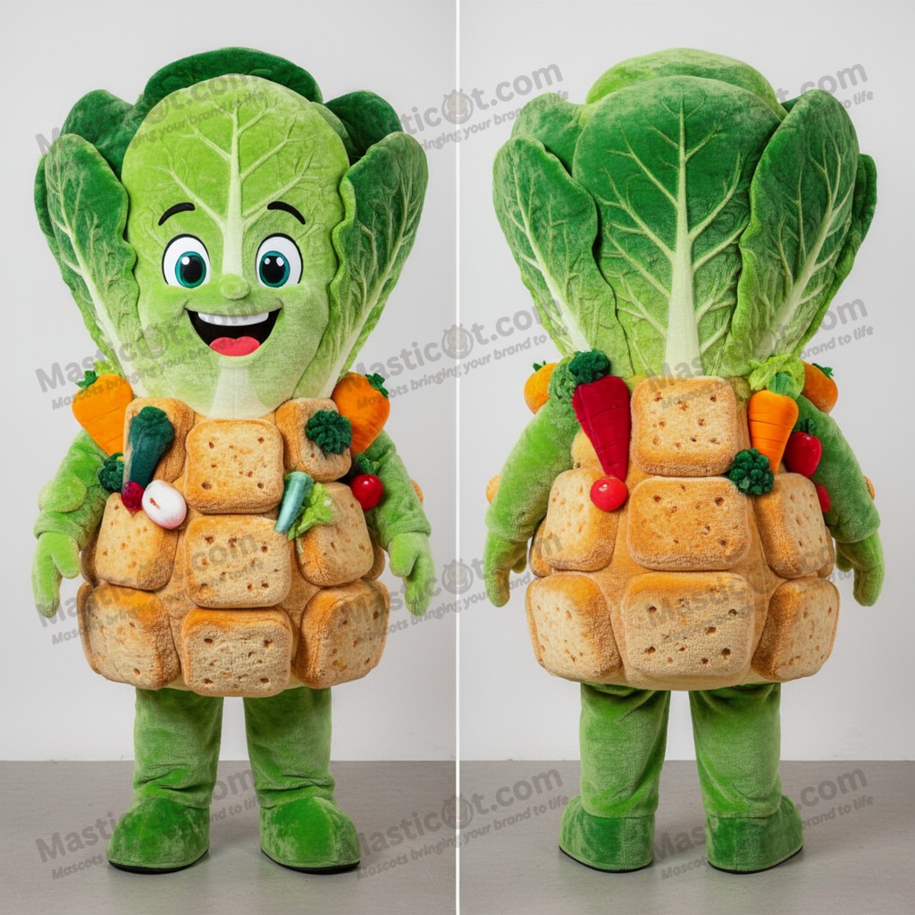 Vibrant round caesar salad mascot - Masticot.com