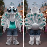 Silver Shimmering Cartoon Peacock Mascot - Masticot.com
