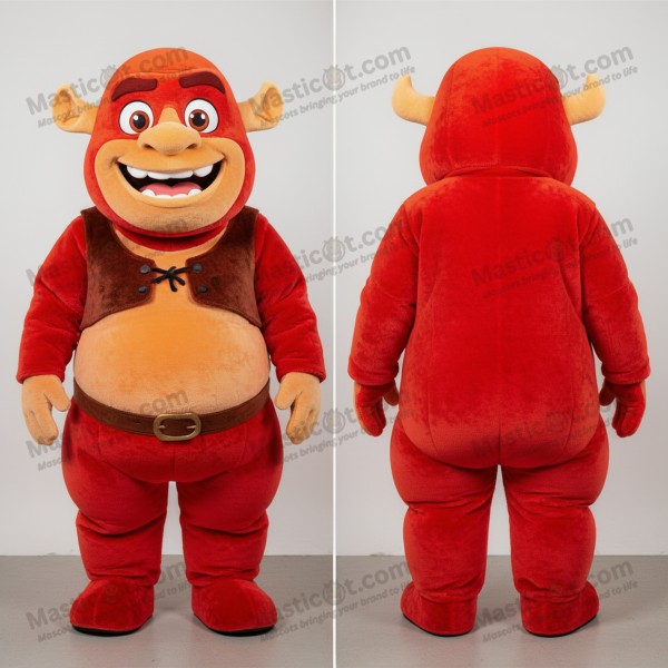 Velvety red playful ogre mascot - Masticot.com