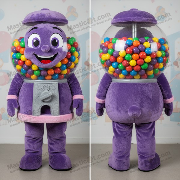 Purple vibrant gumball machine mascot - Masticot.com