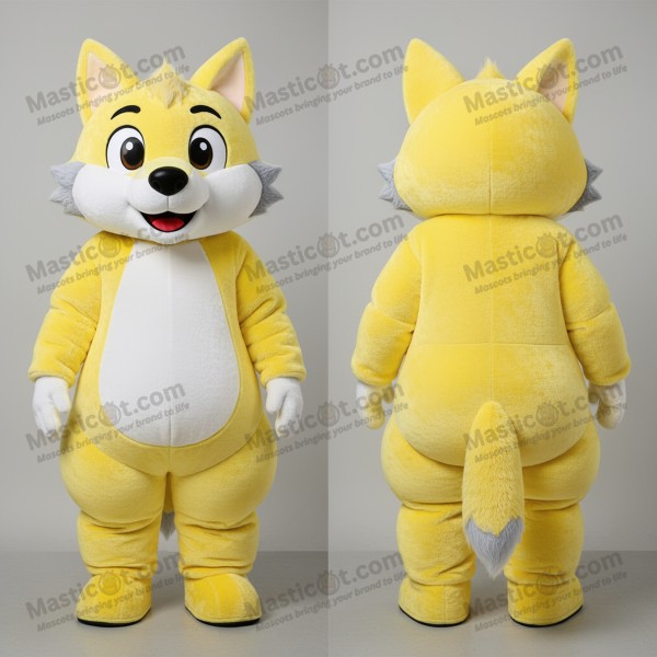 Lemon yellow playful say wolf mascot - Masticot.com
