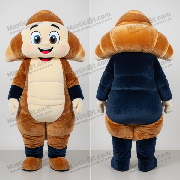 Navy blue velvety croissant mascot - Masticot.com