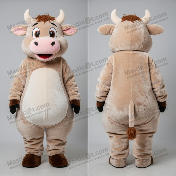 Mascota Jersey Vaca Cartoon Crema - Masticot.com