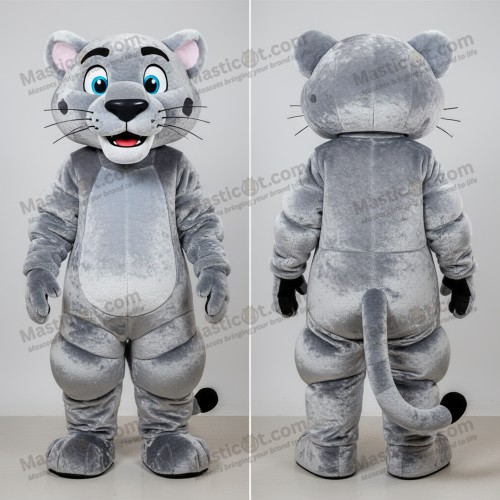 Silvery broad shouldered panther mascot - Masticot.com