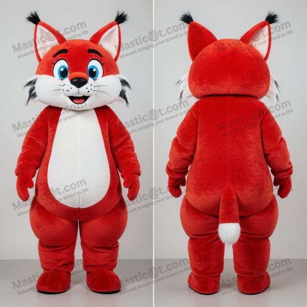 Crimson red expressive lynx mascot - Masticot.com