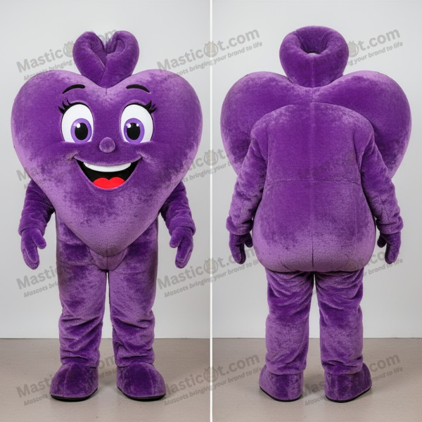 Velvet Purple Cartoon Heart Mascot - Masticot.com