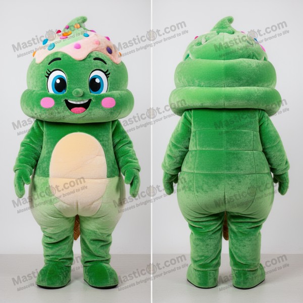 Bosgroene rondvormige ijsjesmascotte - Masticot.com