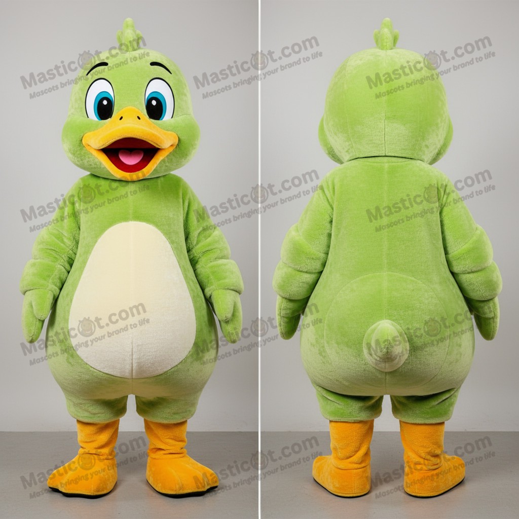 Lime green cheerful goose mascot - Masticot.com