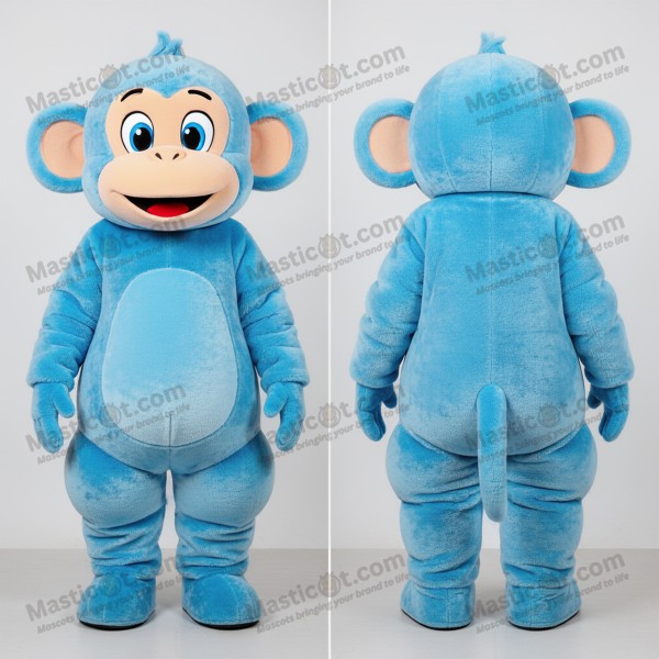 Sky blue velvety monkey mascot - Masticot.com