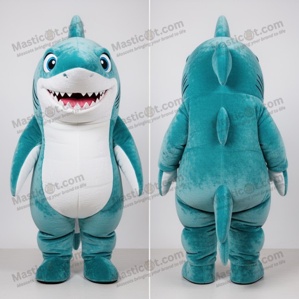 Teal plush megalodon mascot - Masticot.com