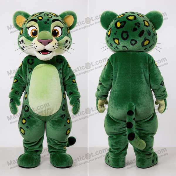 Forest green plush jaguar mascot - Masticot.com