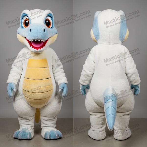 Bílá zaoblená kostra Coelophysis maskot - Masticot.com