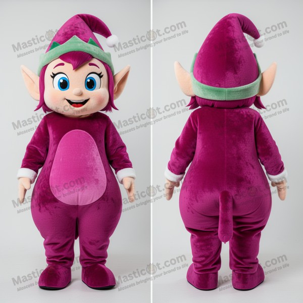 Magenta velvety elf mascot - Masticot.com