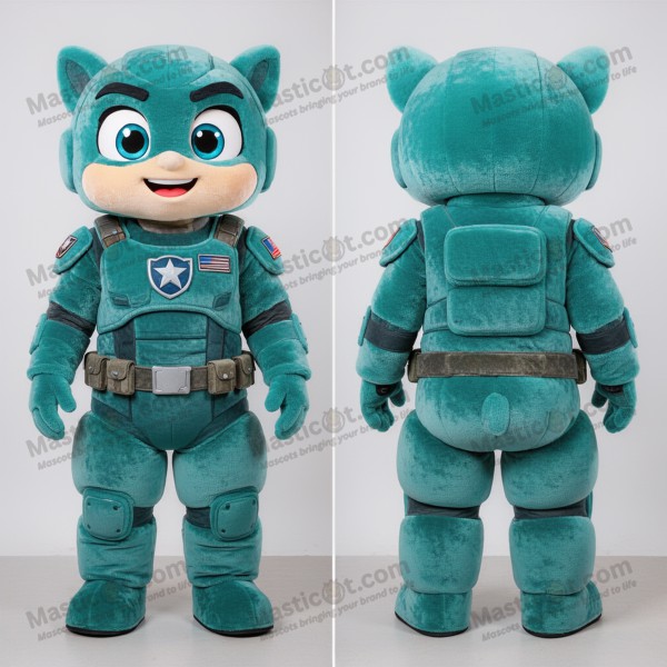 Teal heroic para commando mascot - Masticot.com