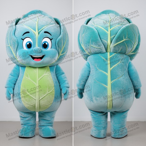 Sky Blue Velvety Cabbage Leaf Mascot - Masticot.com