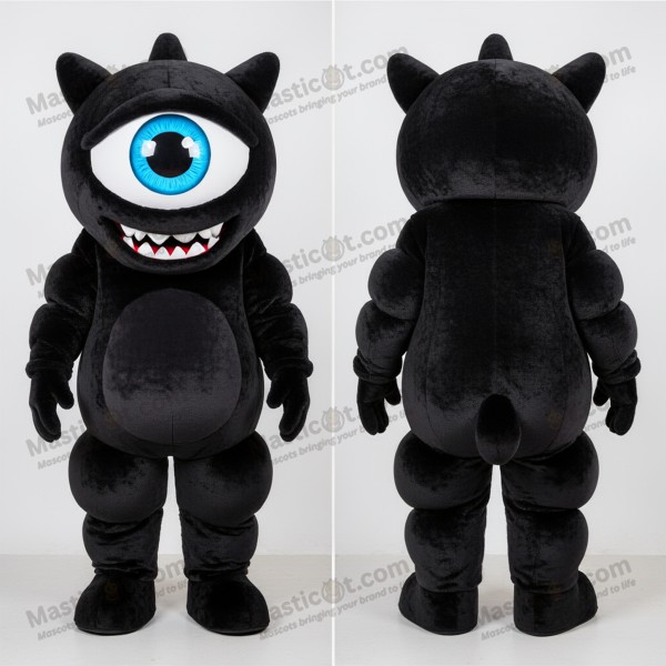 Velvet black wide eyed cyclops mascot - Masticot.com