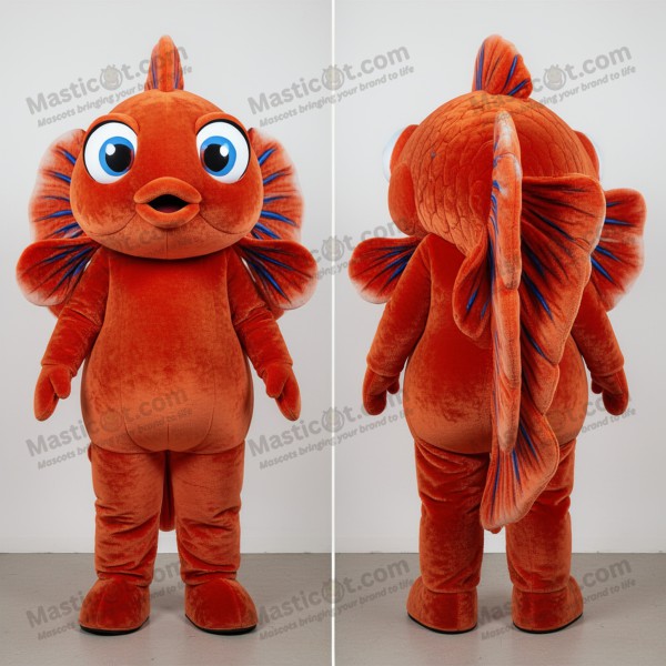Rust orange flowing tail betta fish mascot - Masticot.com