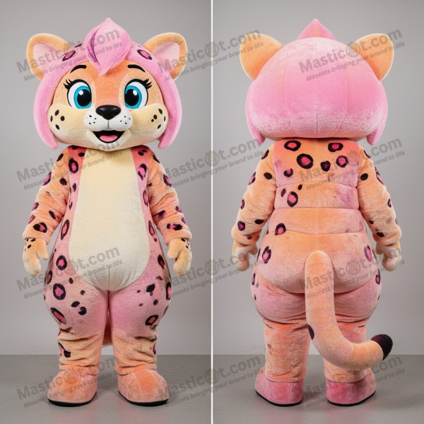 Peach playful jaguarundi mascot - Masticot.com
