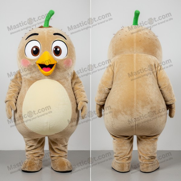 Beige velvety kiwi mascot - Masticot.com