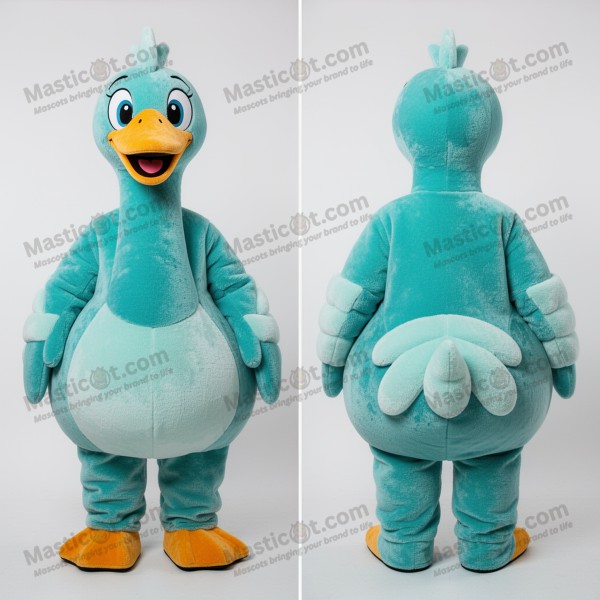 Turkis fjærprydet svane-maskot - Masticot.com