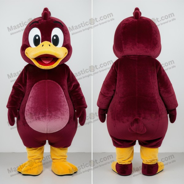 Maroonfärgad plyschandunge-maskot - Masticot.com