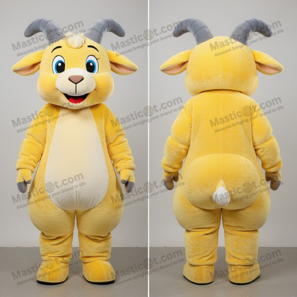 Buttery yellow cuddly goat mascot - Masticot.com