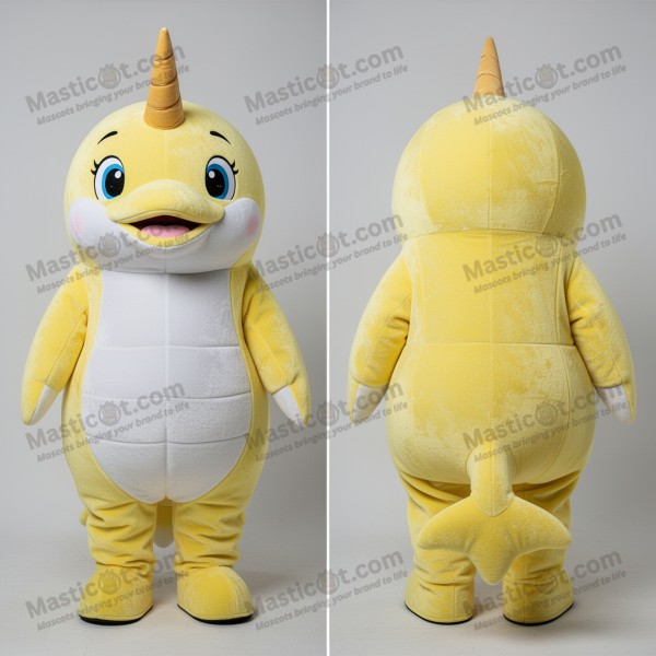 Lemon yellow playful narwhal mascot - Masticot.com