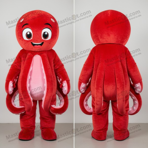 Crimson Cartoon Kraken Mascot - Masticot.com