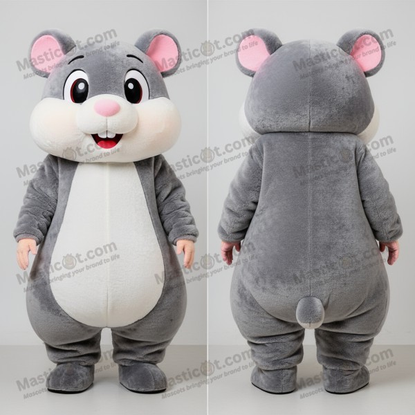 Costum de hamster mascota gri catifelat - Masticot.com