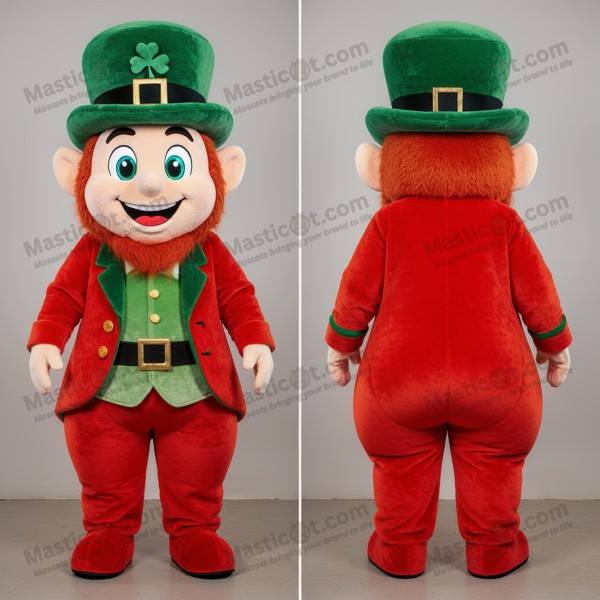Velvety Red Cartoon Leprechaun Mascot - Masticot.com