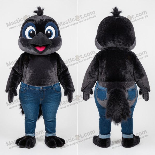 Sleek svart starling-maskot i sammet - Masticot.com