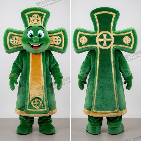 Emerald green iconic celtic cross mascot - Masticot.com