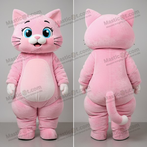 Pink velvety cat mascot - Masticot.com
