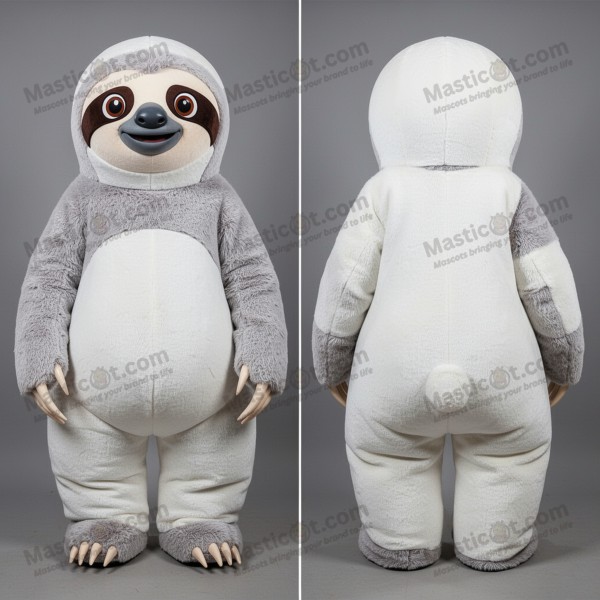 Bílý nadýchaný maskot obřího lenochoda - Masticot.com