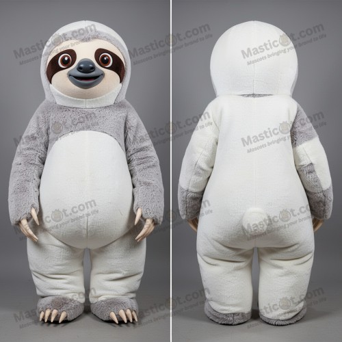 White fluffy giant sloth mascot - Masticot.com