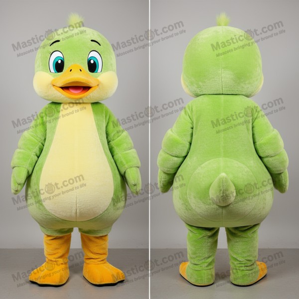 Lime green feathered gosling mascot - Masticot.com