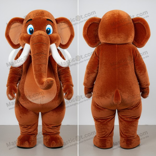 Rust orange wide eyed mammoth mascot - Masticot.com