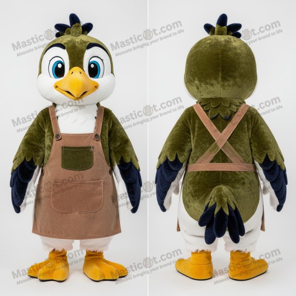 Olive green velvety albatross mascot - Masticot.com