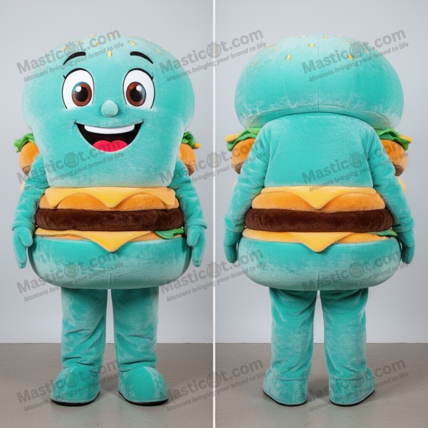 Turkis pustet broad burger-maskot - Masticot.com