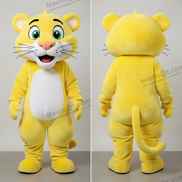 Lemon yellow broad shouldered panther mascot - Masticot.com