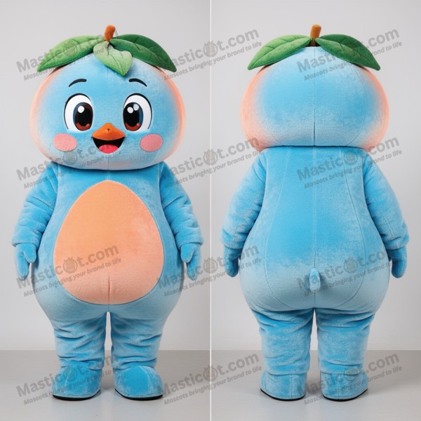 Sky blue rounded apricot mascot - Masticot.com
