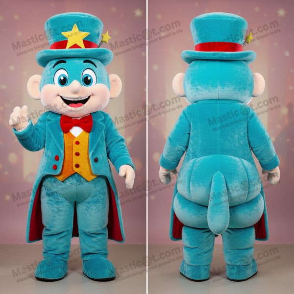 Mascotă de magician vibrantă, culoare cyan - Masticot.com
