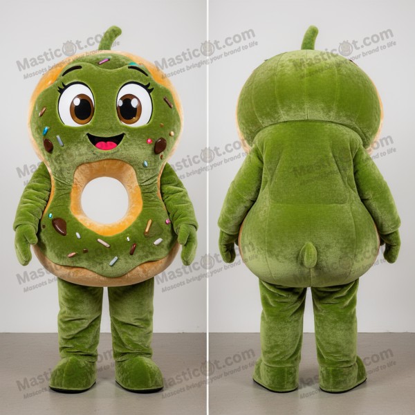 Olivengrønn plussj-donut-maskot - Masticot.com