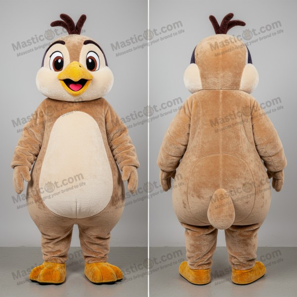 Tan fluffy quail mascot - Masticot.com