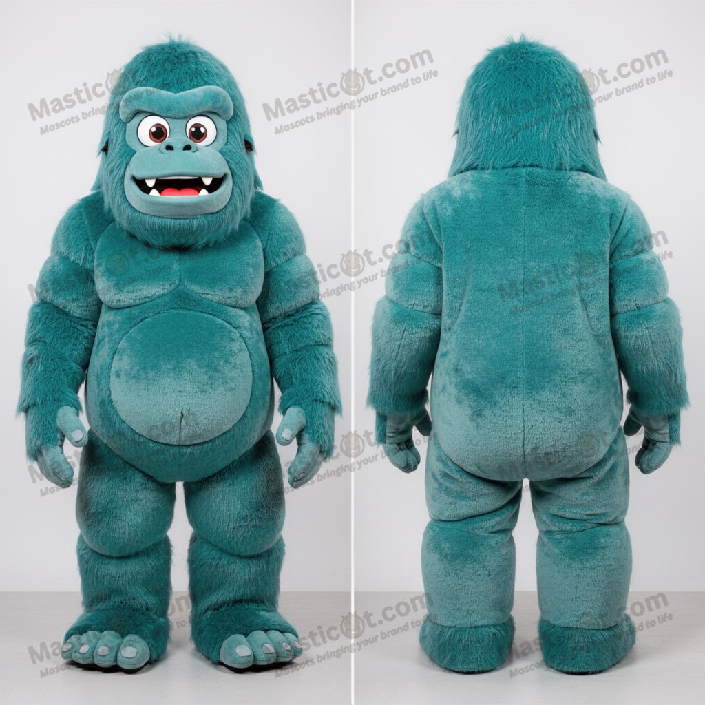Mascota de Sasquatch Cartoon en Turquesa - Masticot.com