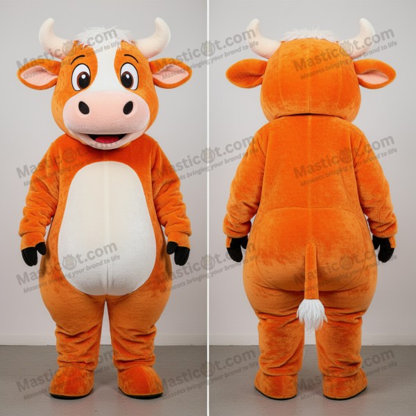 Rust orange friendly hereford cow mascot - Masticot.com