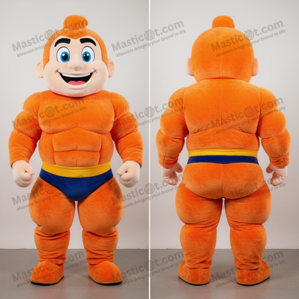 Rust orange muscular strongman mascot - Masticot.com