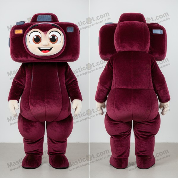 Maroon tinted cartoon camera mascot - Masticot.com